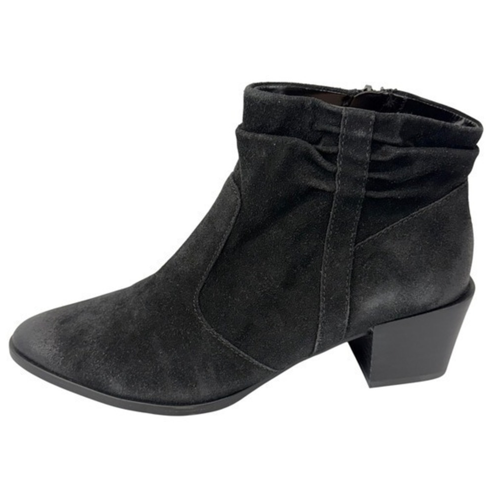 Naturalizer‎ Gina Bootie Womens 10.5M Black Suede Leather Ankle Boots Block Heel